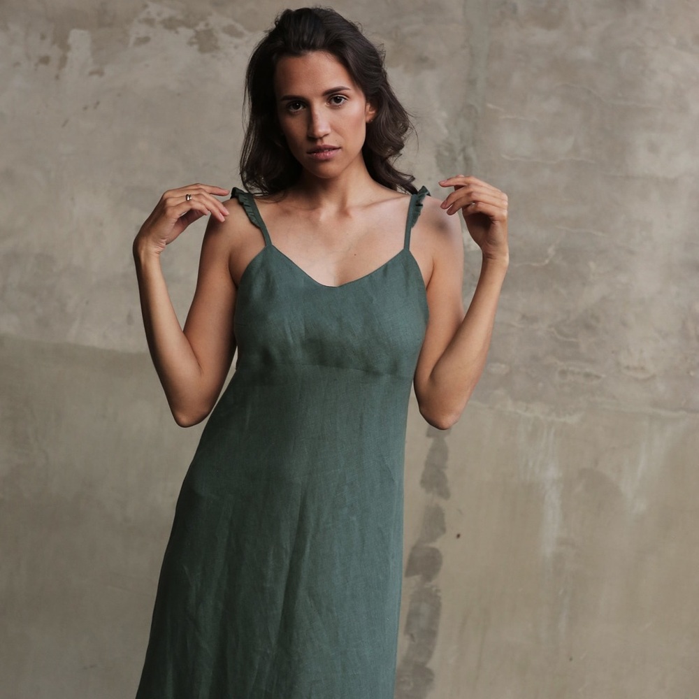 Black Ficus Linen Dress - FLAWED, PLEASE READ